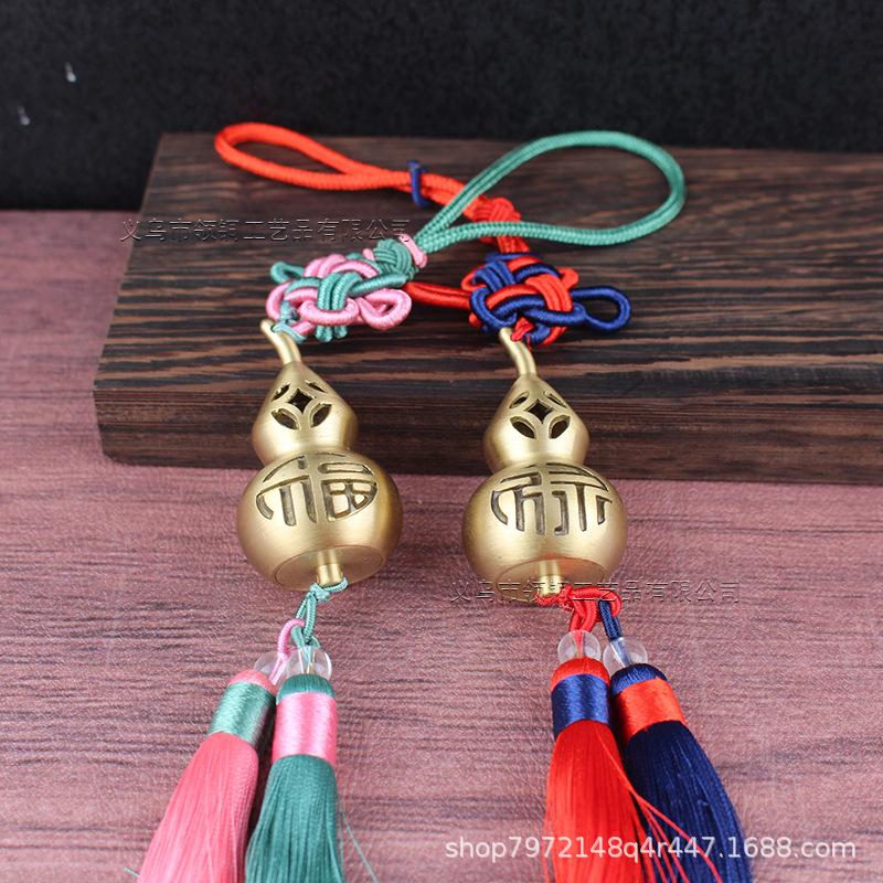 Pure Hollow Carved Five Emperor Coins Perfume Gourd Pendant Copper Coin Chinese Knot Tassel Car Air Freshener Hangi