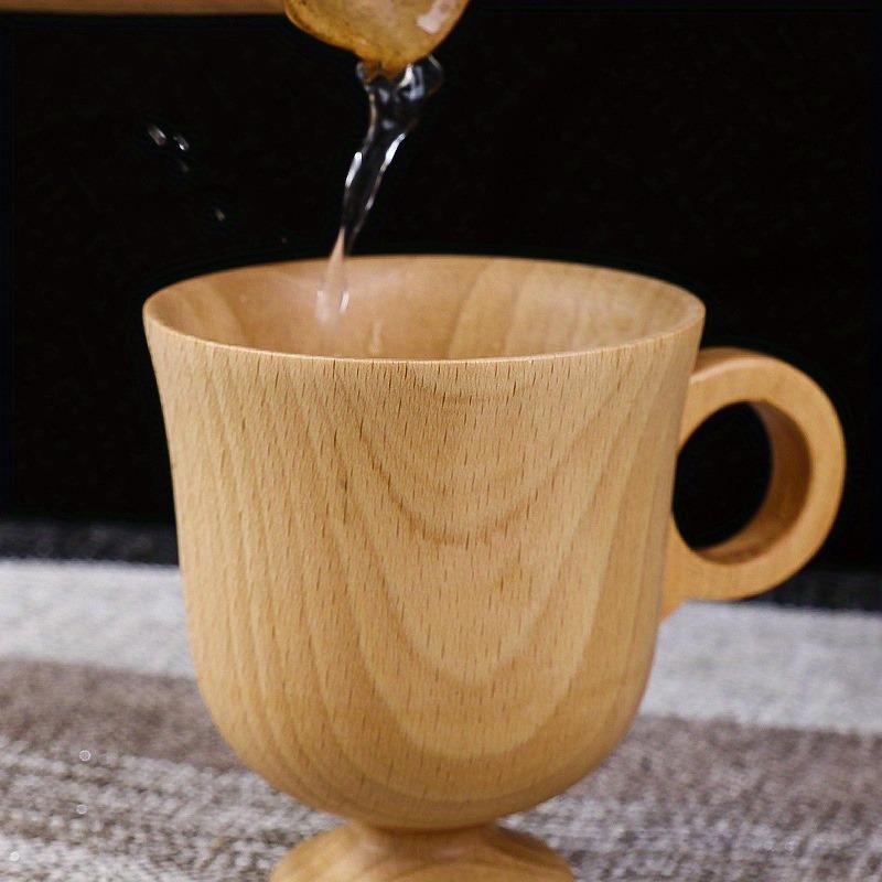 1/2pcs Solid Wood Handle Handy Cup Creative Wooden Mug for Coffee Tea Beer Multi Purpose Household Commercial Use Durable Beech