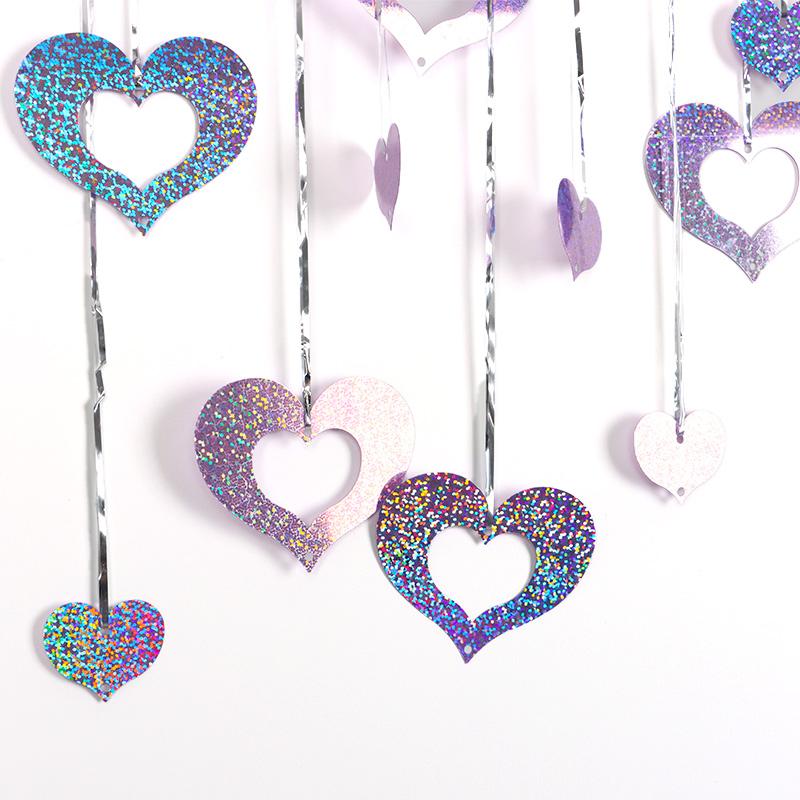 (100Pieces/pack)Valentine's Day Romantic Heart-Shaped Sequin Pendant Suitable for Wedding Family Decoration Room