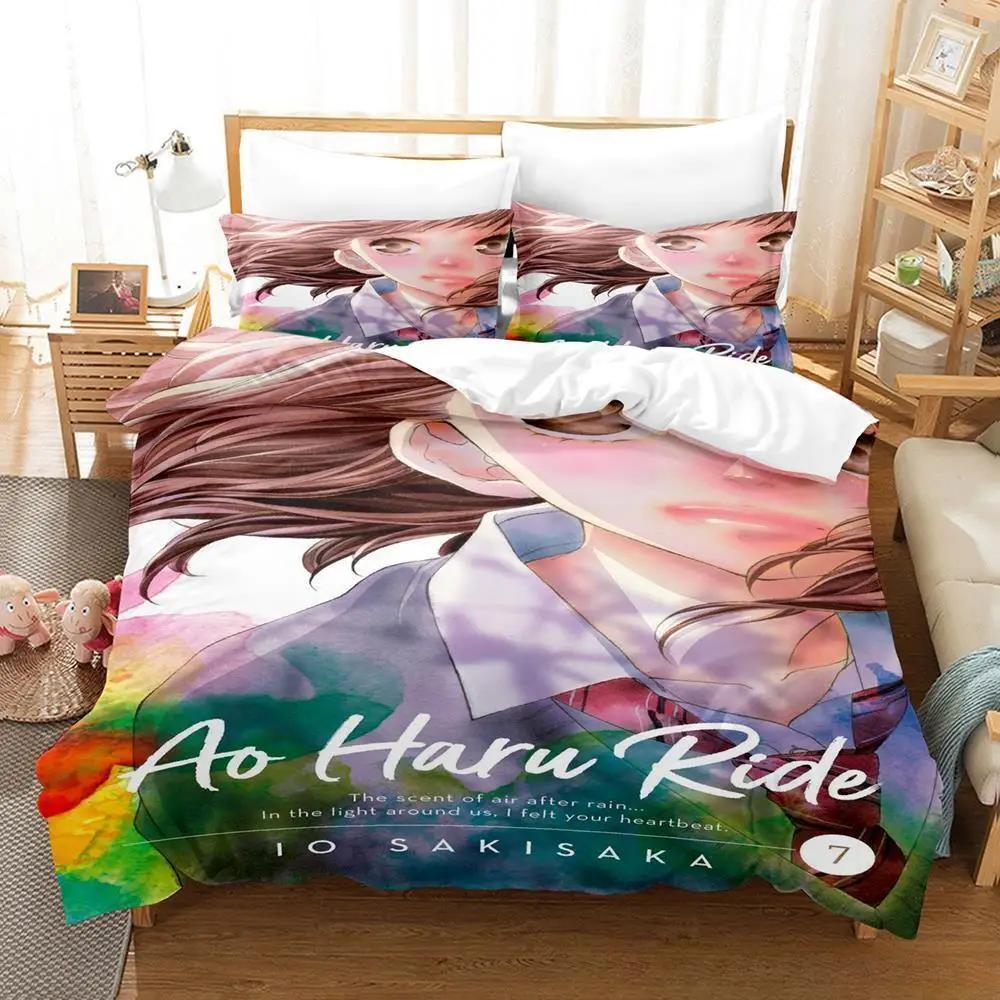 3D Print Anime Ao Haru Ride Bedding Set Single Twin Full Queen King Size Bed Set Adult Kid Bedroom Duvetcover Sets Home Textiles