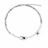 Antique Silver Color Clavicle Chain Stainless Steel Beads Chain Spider Necklace  Men Women Jewelry
