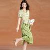 green cheongsam suit
