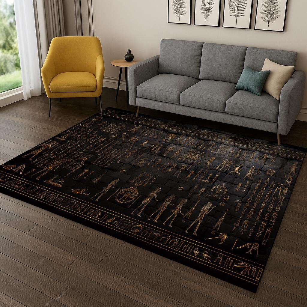 Ancient Egyptian Mythological Pharaoh Sign Carpet Rug for Home Bedroom Living Room Sofa Doormat Decor,Area Rug Game Non-slip Mat