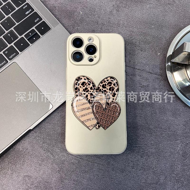 Leopard print love applies to iPhone15 mobile phone case 14PROMAX all-inclusive 13 anti-drop 16/15 protective case 17