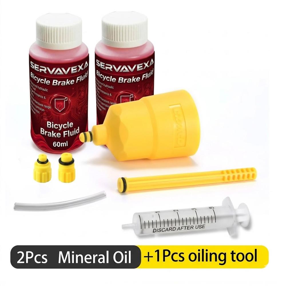 Hydraulic Bike Brake Bleed Kit + 60ml DOT 5.1 & Mineral Brake Oil Fluid, Disc Brake Maintenance Syringe Funnel Tool Set