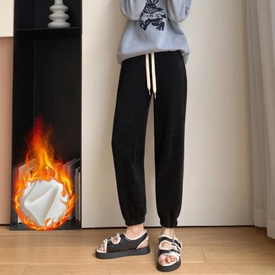 Plus Velvet Wide-leg Pants Women's Winter New Thick Warm Pants High Waist Drape Casual Pants Corduroy Toe Straight Pants.
