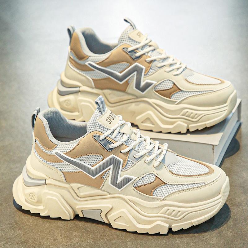 

Мужская обувь летняя дышащая обувь сетка повседневная подростковая для бега дезодорирующая увеличивающая рост толстая подошва 2025 кроссовки папы мужская 45