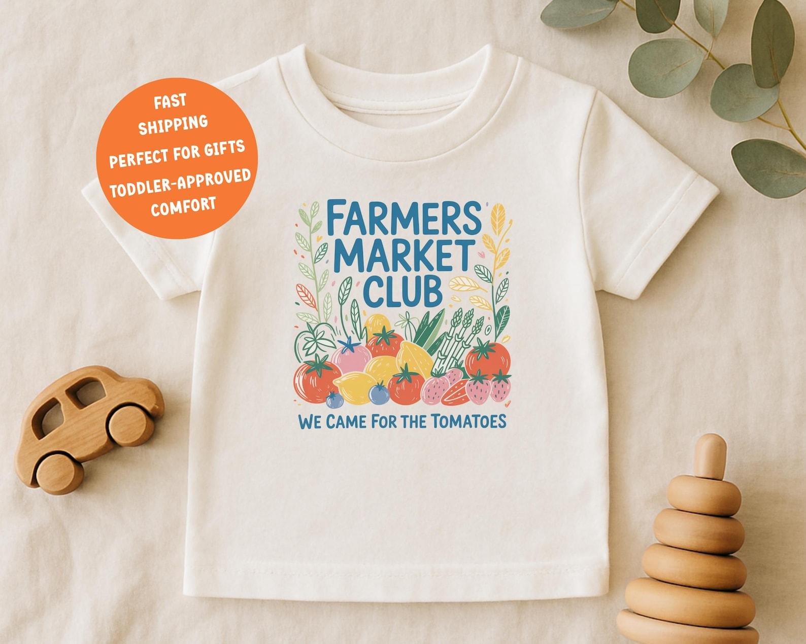 Farmers Market Shirt for Kids: Cute Farmers Market Club Tee, Toddler Vegetable Shirt, Market Day Outfit 100