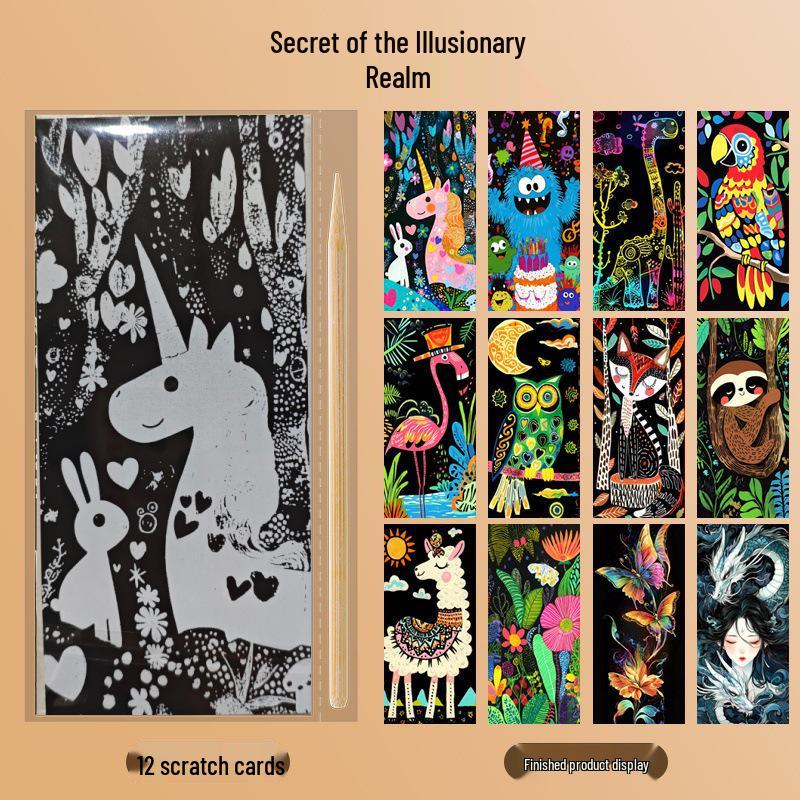 Bunte DIY Kratzbilder Haftnotizen für Kinder - Kreative Stressabbau Lesezeichen