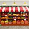 2D Cartoon Fruit Shop Backdrop Kids Birthday Market Theme Photography Background