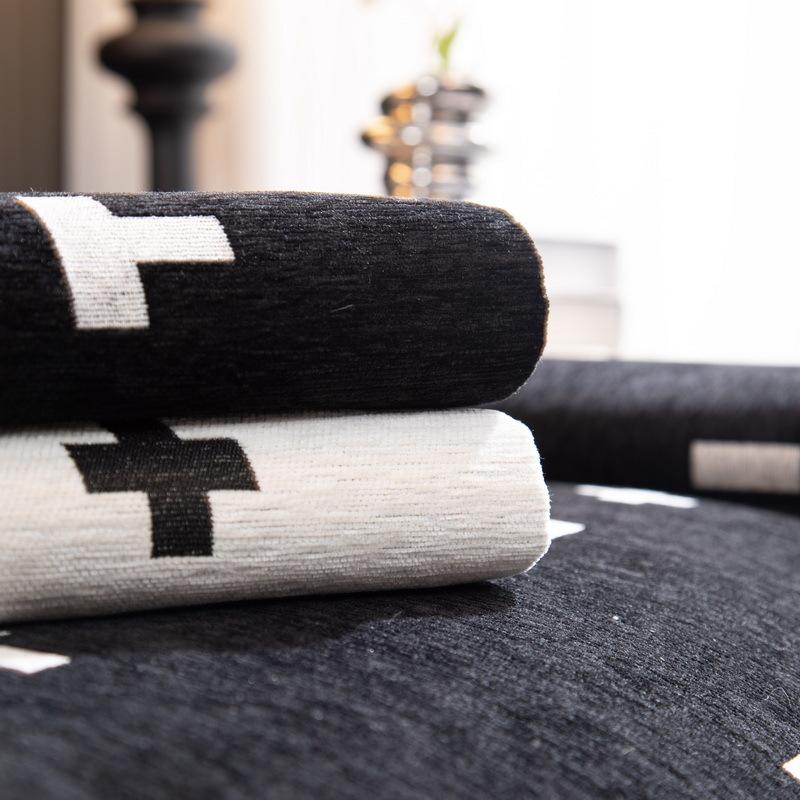 Black and White Simple Sofa Cushion Four Seasons Universal Chenille Sofa Cover Cover Cloth