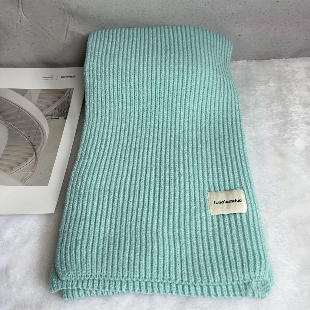 Korean Style Versatile Knitted Scarf for Women - Green, Blue, Red, Warm & Stylish for Autumn/Winter