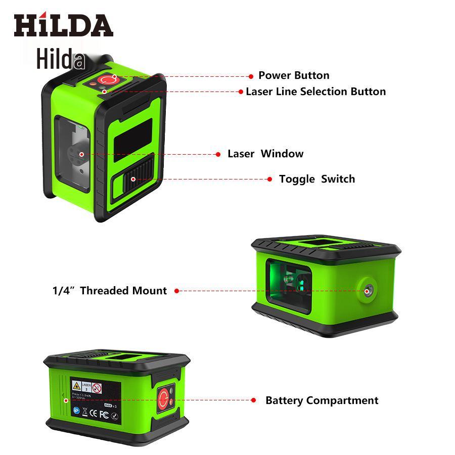 Portable Mini 2-Line Green Light Laser Level - High-Precision Infrared Surveying Tool