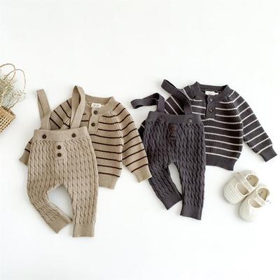 Ensemble pull rayé et salopette pour bébé et tout-petit: Tenue de sortie automne/hiver pour nouveau-nés garçons et filles