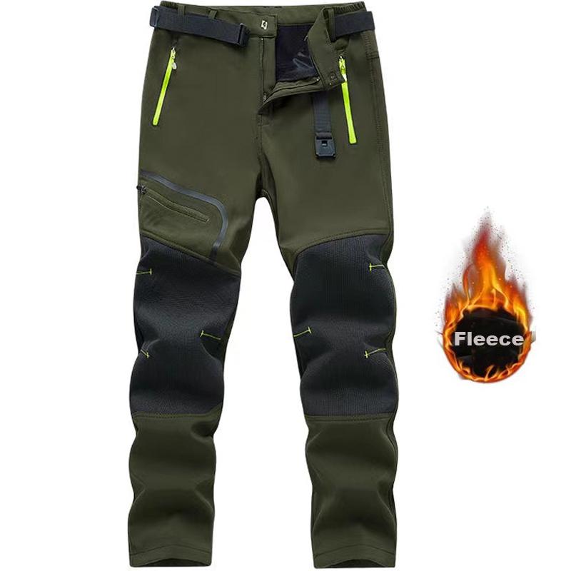 

Men Fleece Outdoor Warm Pants Softshell Winter Climbing Hiking Sport Training Trousers 5XL армія зелений колір