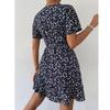 Women's New Summer Sexy Floral Lace-up Short Sleeve V-neck Dress