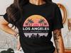 Los Angeles Cityscape Retro Design T-shirt, Vintage Sunset Graphic Tee, Palm Trees Urban Style, West Coast Vibes Shirt
