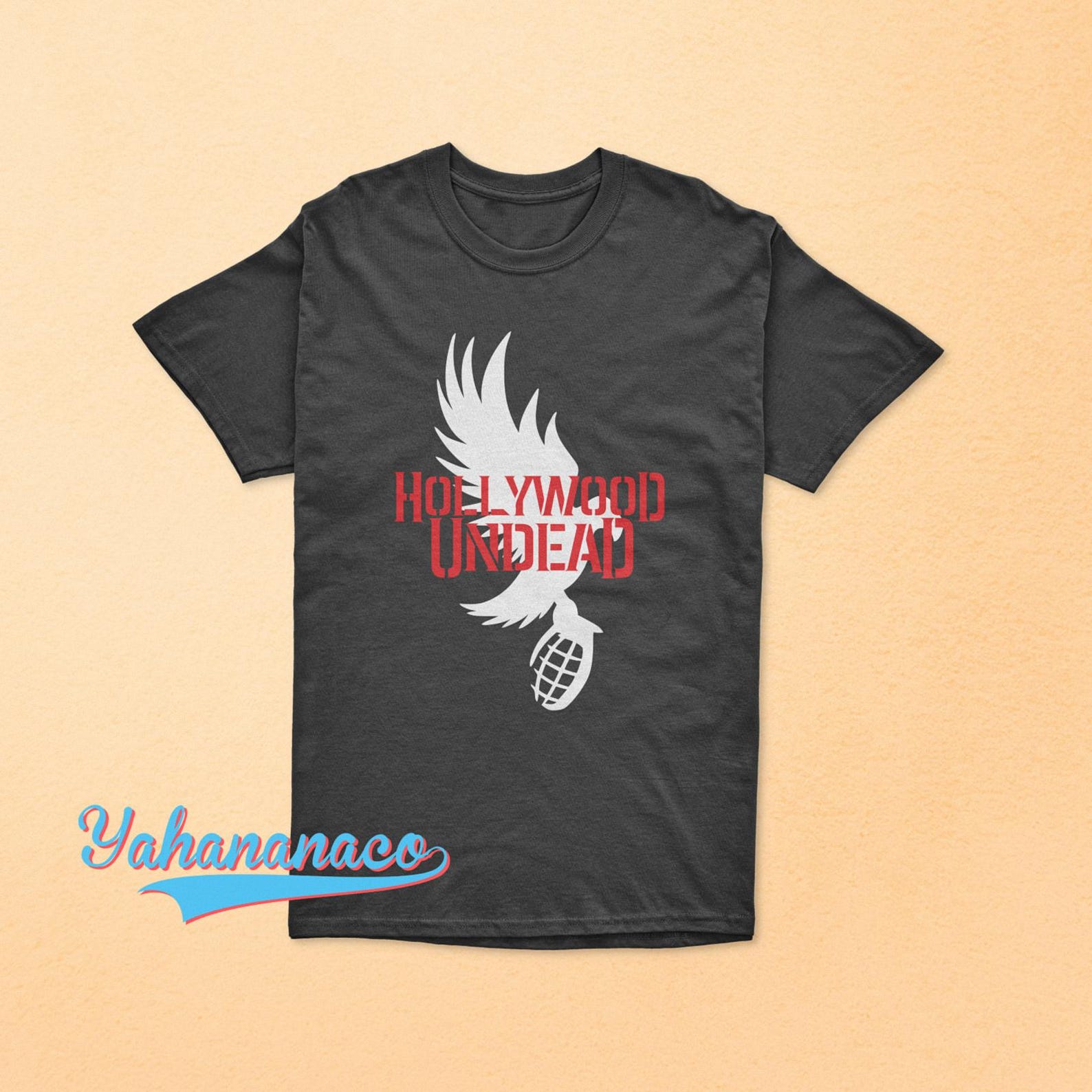 Hollywood Undead Band T-Shirt American Rap Rock Nu Metal Music Band Rock Music Black Unisex Gildan T-Shirt XL