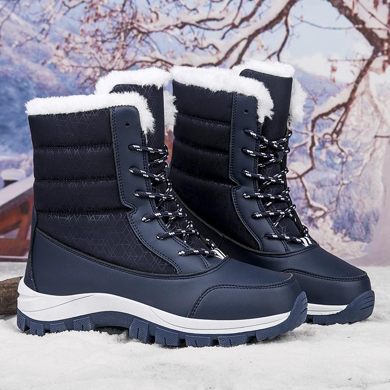 Winter Cotton Shoes Long Boots for Women Outdoor Plus Velvet Thickened Warm Snow Boots Large Size Women's Shoes