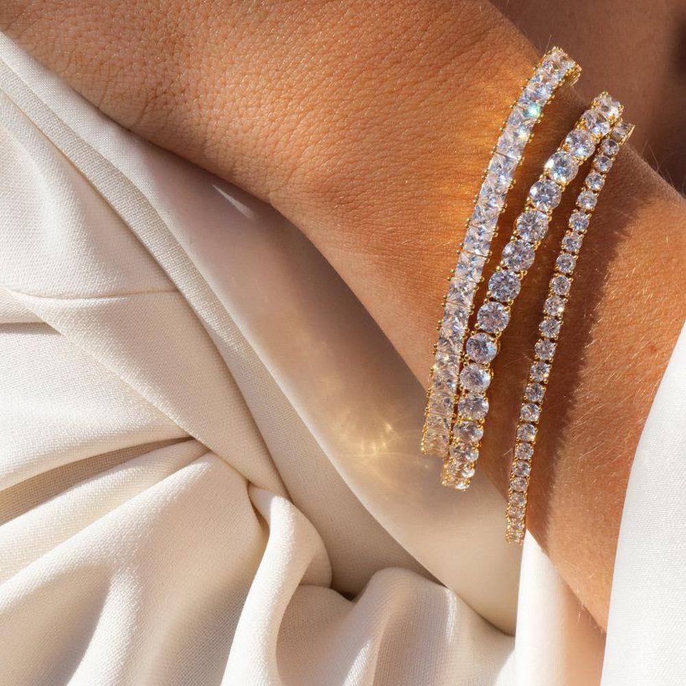 Women's Zircon Tennis Bracelet - Single Row, Full Diamond Claw Chain