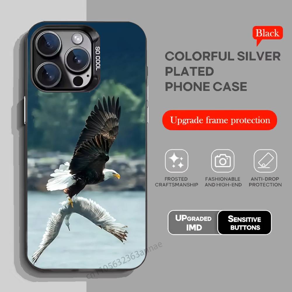 Eagle Cool Animal Phone Case For iPhone 17,16,15,14,13,12,11,Pro,Max,Plus,Mini,X,XS,XR,8,S,SE Soft Black Case