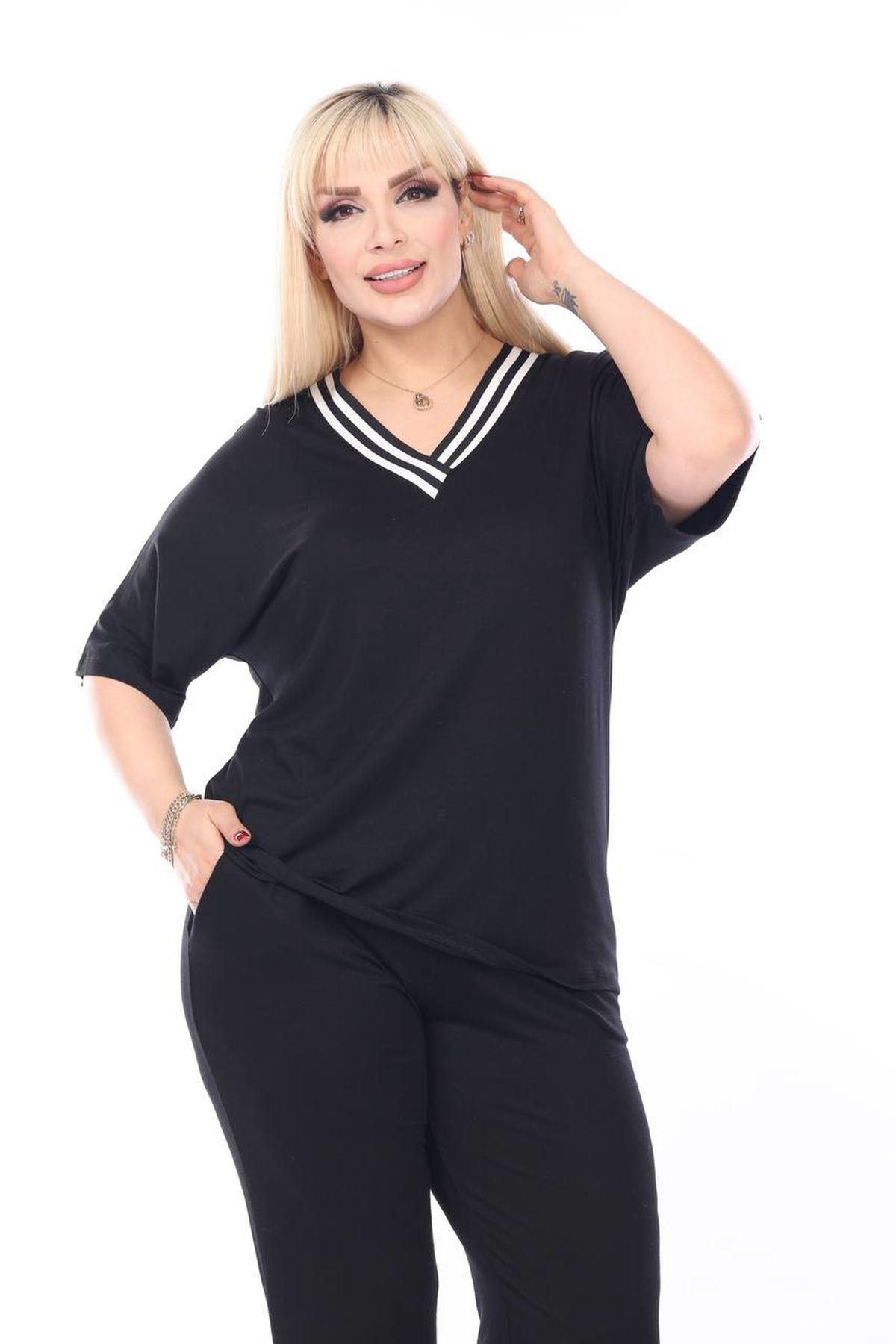 

Женская блузка большого размера, одежда больших размеров, черная блузка в рубчик Super Baddal 4XL/5XL