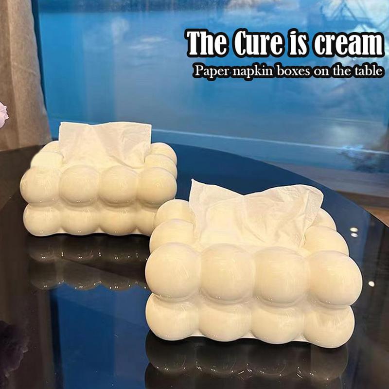 Luxus Taschentuchboxen Marshmallows Keramik Taschentuchbox Creme Taschentuchhalter Abdeckung Serviettenhalter Aufbewahrungsbox Wohnzimmerdekoration
