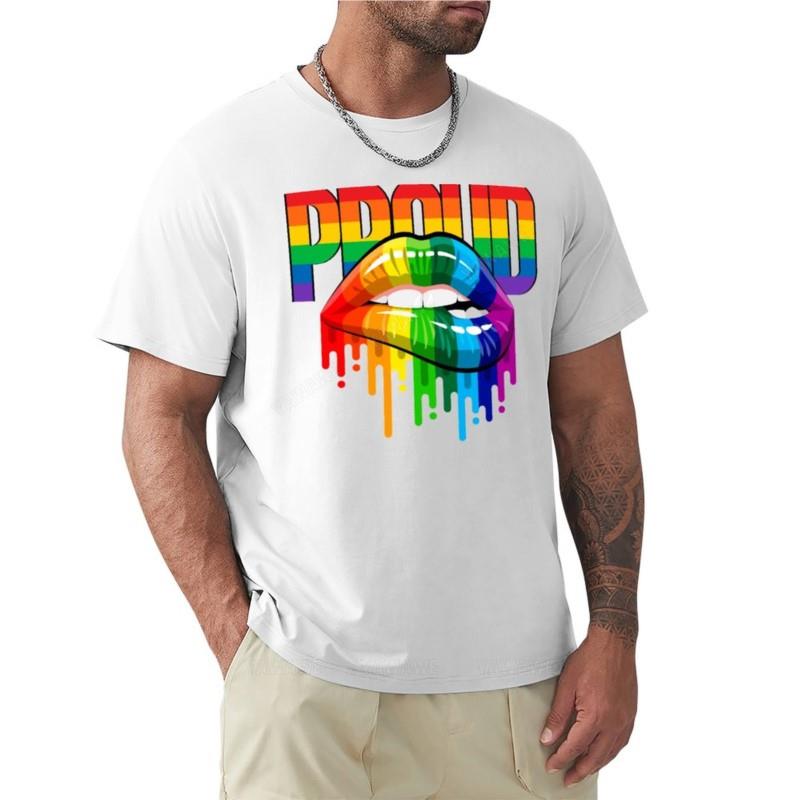 Proud Rainbow Lips Pride Tshirt Plus Size T Shirts Tshirt For A Boy Aesthetic Clothes Black Tshirts For Unisex