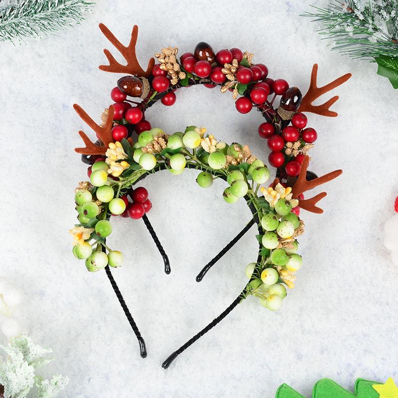 New Forest Deer Horn Headband Simulation Berry Headband Children's Internet Celebrity Live Christmas Headband Headband Headband Headband
