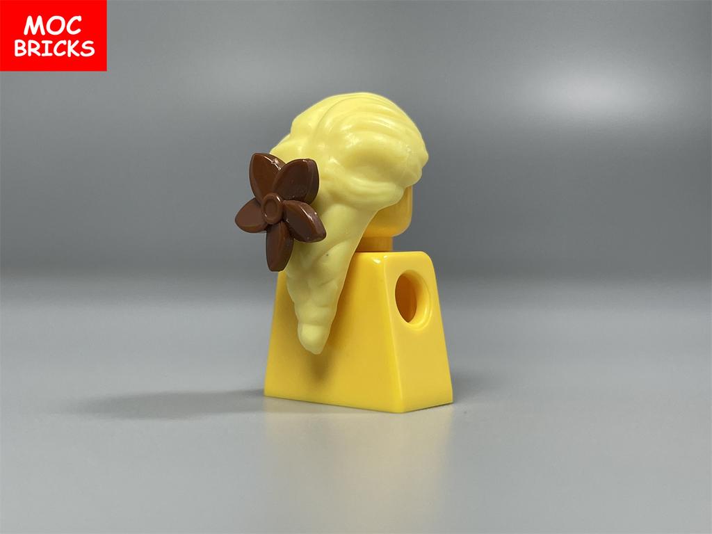 MOC Blocks Female Girl Ponytail Hairs Accessories Bow Assembled Particles Construction Bricks Children's Playthings Plastic Material Dolls