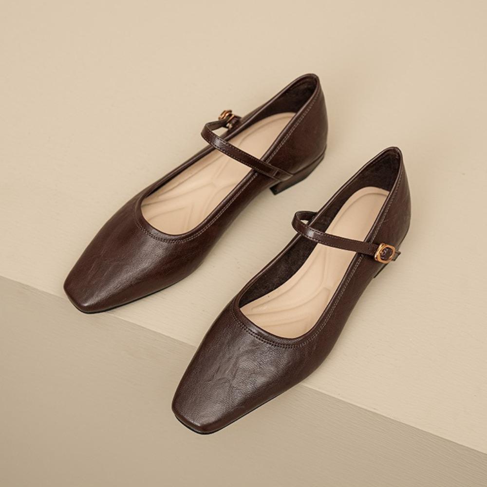 Women's High Heels French Retro Mary Jane Shoes Women's Spring Summer New Simple Small Leather Shoes Flat Bottomed Women's Shoes