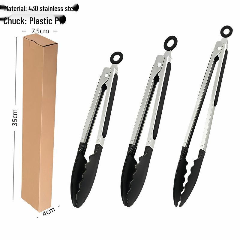 Hochtemperaturbeständige Edelstahl-Silikon-Küchenzange zum Pfannenrühren und Grillen