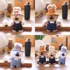 Cute Overalls Denim Hat Cartoon Bear Plush Toy Pendant Keychain For Decor Bag