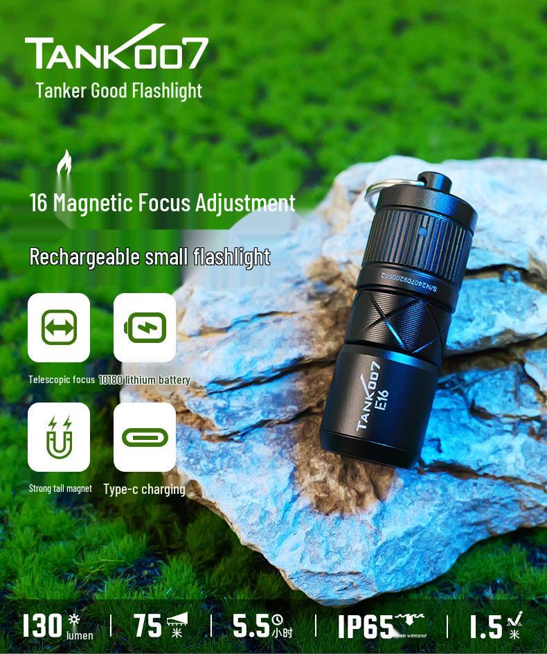 3W Mini Magnetic LED Flashlight, Portable & Zoomable, Outdoor Direct Charging - E16