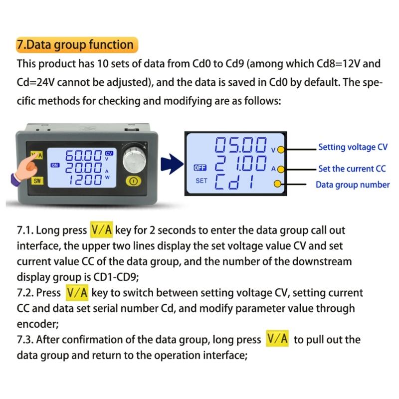 DC Buck Module,Adjustable Buck Converter Step Down Voltage-Regulator 6-70V to 0-60V 20A LCD Power Supply