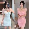 Sexy Short-sleeved Hip-wrapped Mesh Primer Dress, Slim-fitting Short Skirt, Spring Clothes, New Technician Work Clothes