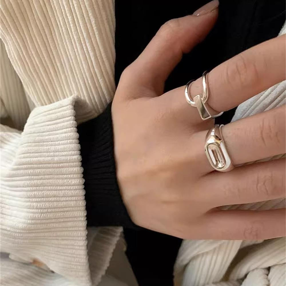 Korean Personality Geometric Ring Cross Ring Light Versatile Simple Open Ring