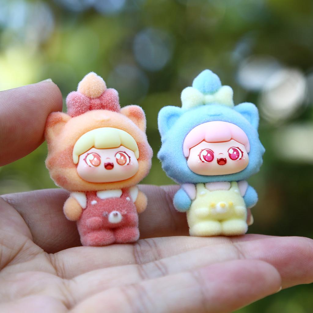 9pcs Creative Cat Head Overalls Girl Model Doll Ornament Set For Collectors