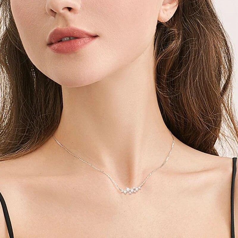 D Color All Moissanite Necklace For Women S925 Sterling Silver with White Gold Plated Diamond Wedding Party Fine Jewelry