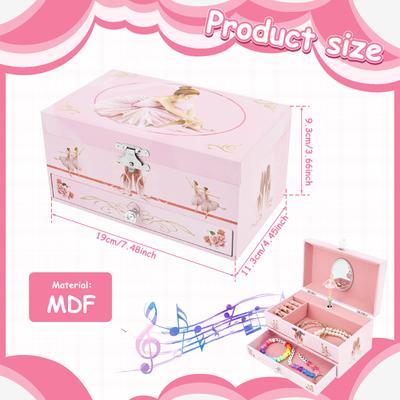 Musikalische Aufbewahrungsbox für Schmuck, Ballettmädchen, Schmuckkästchen, doppellagige Aufbewahrungsbox für Armbänder und Ringe für Mädchen