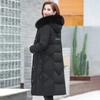 Women Winter Temperament Elegant Long Embroidered Warm Coat Solid Color Hooded Slim Jacket