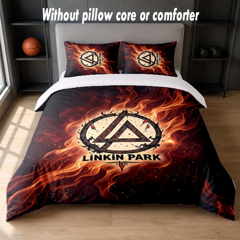 Linkin Park Design Bed Bedding Set 1 Duvet Cover + 2 Pillowcases Soft Breathable Household Bed Linens