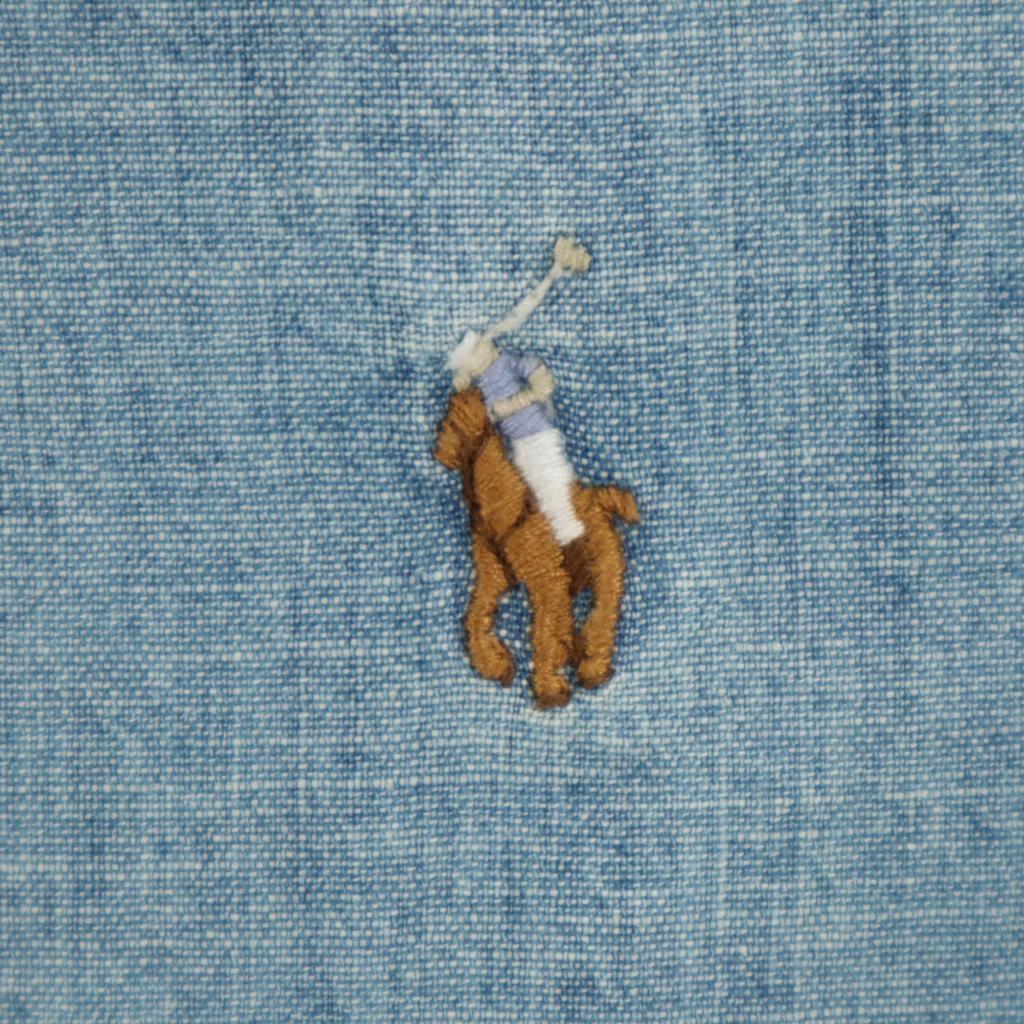 Ralph Lauren Long Sleeve Chambray Button Down Shirt L 14-16 Blue Kid's Used