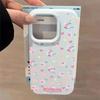 Pink flower glutinous rice liquid suitable for Apple 16/17pro mobile phone case 15 large holes 13 girl 12 skin feeling 14 soft