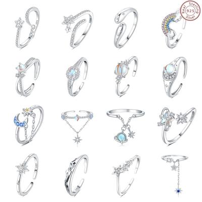 Ring 925 Sterling Silver Women's Niche Simple Non-fade High-end Light Luxury Adjustable Versatile Open Ring