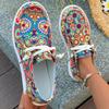 Fashion Canvas Shoes Women's Slip On Fashion Print Canvas Sneakers Low Top Casual Non Slip Lightweight Women Comfy Walking Flat Shoes