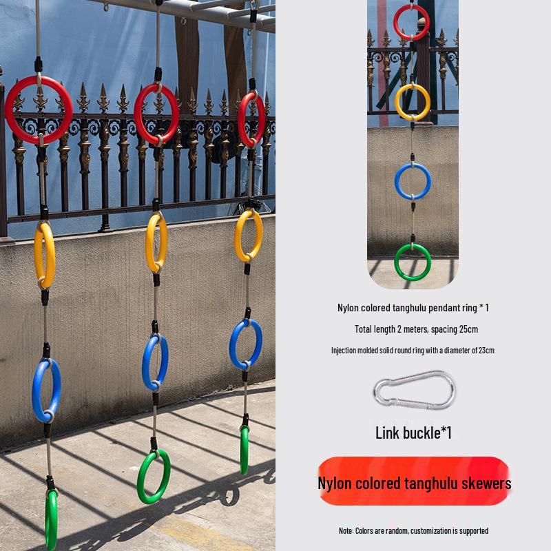 Children's Outdoor Sensory Integration Rope Ladder and Swing Set with Climbing Rings