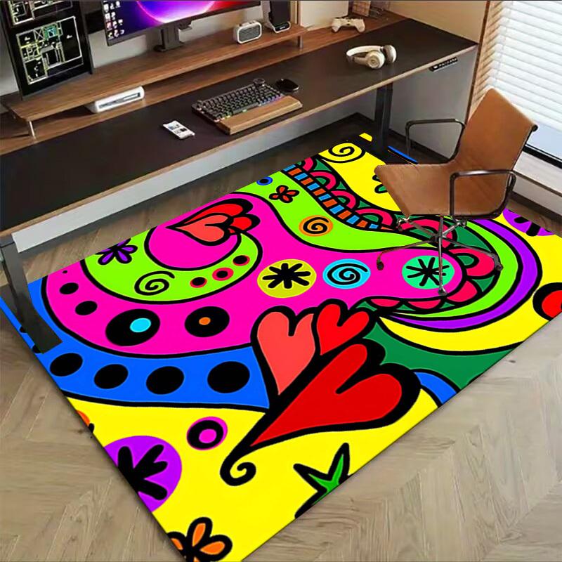1PC Abstract Art Extra Large Non Slip Floor carpet, Office, family, bedroom, Studio Large Area Rug Indoor Rugs, Vibrant Colors