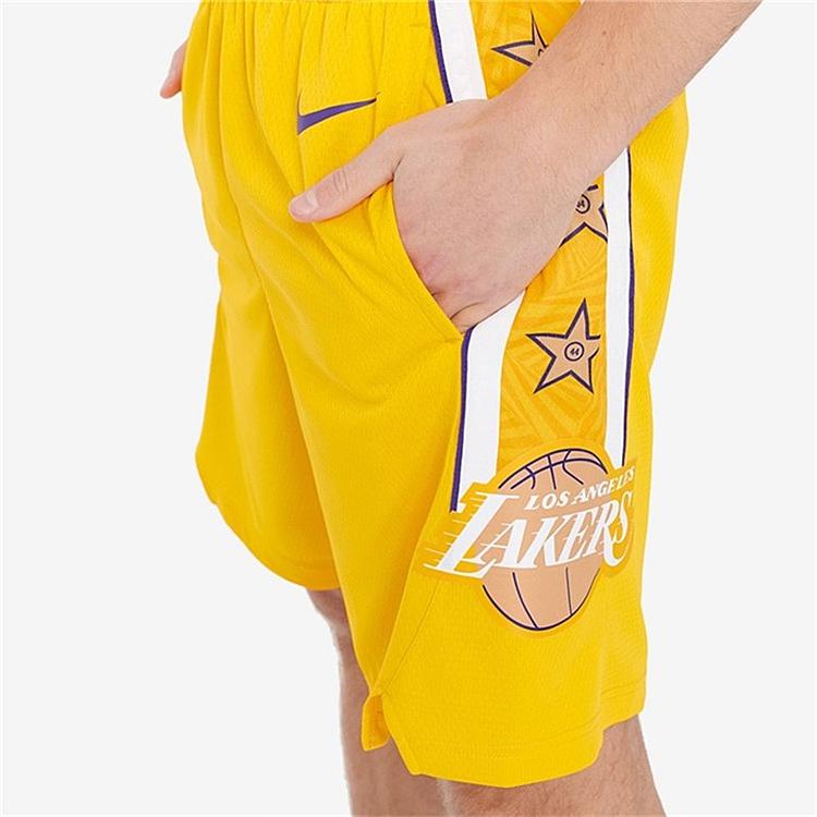 Nike NBA City Edition SW Fan Version 19-20 Season Lakers Basketball Shorts Men Bottoms Yellow BV5873-728
