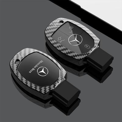 Kryt na klíč od auta z uhlíkových vláken a TPU s přezkou a přívěskem na klíče Pro Mercedes Benz Třída A B C S AMG GLA CLA GLC W176 W221 W204 W205 CA1